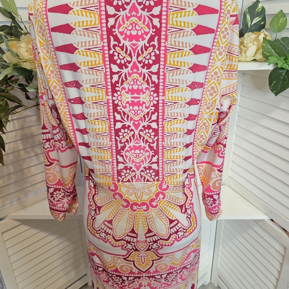 Hale Bob Pink and Yellow Dress LG 1446 - Picture 5 of 7